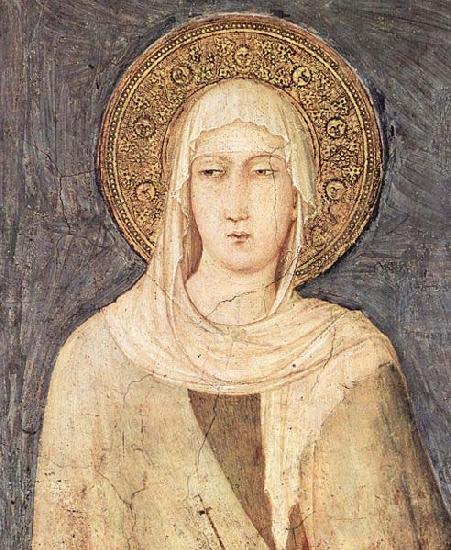 Simone Martini detail depicting Saint Clare of Assisi from a fresco  in the Lower basilica of San Francesco Spain oil painting art
